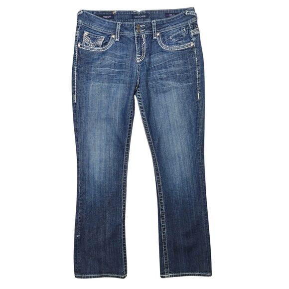 Vigoss Jeans The New York Bootcut Size 11 Distressed Bling Embellished (Read) - Picture 1 of 16